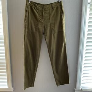 Eileen Fisher Green Khaki 100% Cotton Pants Size‎ 4